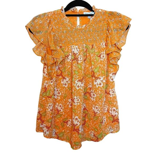 Maison d' Amelie Orange Floral NWT New Size Extra Small XS Vibrant Spring - Picture 1 of 11